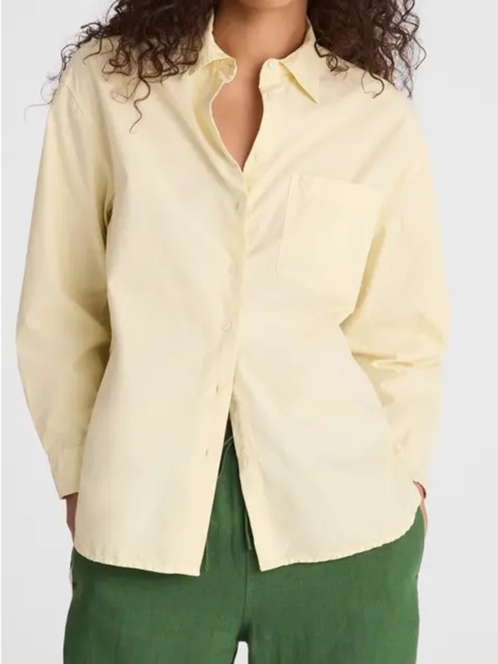 Vince Pale Yellow Button-Down Shirt women size small cotton and silk blend
